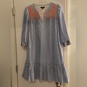 J Crew Striped Blue and Orange Dress